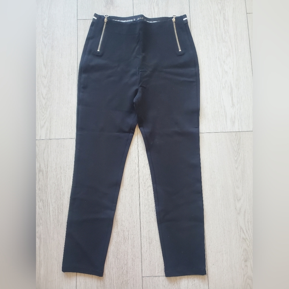 Zara Black Leggings with Gold Zipper Detail